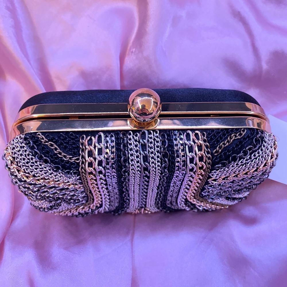 VINTAGE Beaded NEW WITH TAGS Black and Gold Purse - Picture 2 of 6